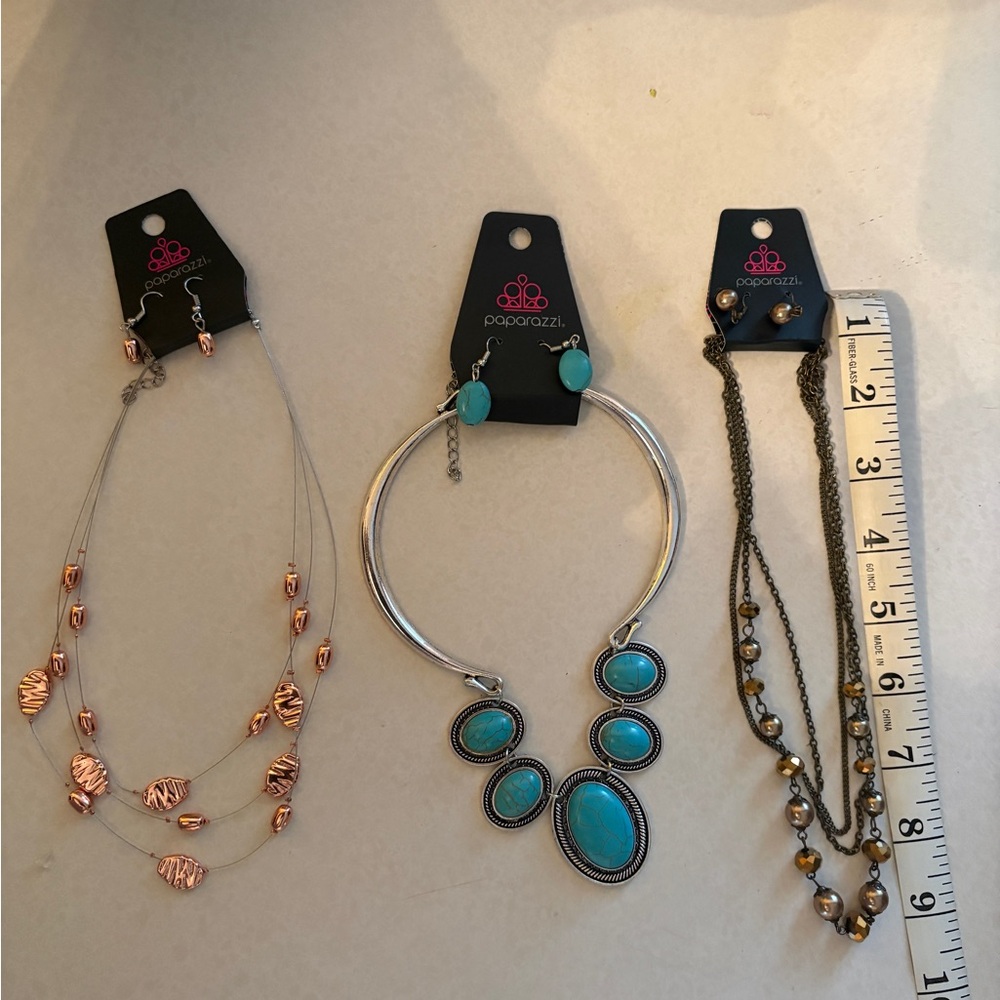 Paparazzi Silver and Blue Necklace Trio